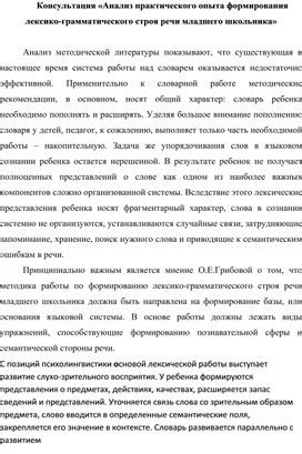 Анализ практического опыта