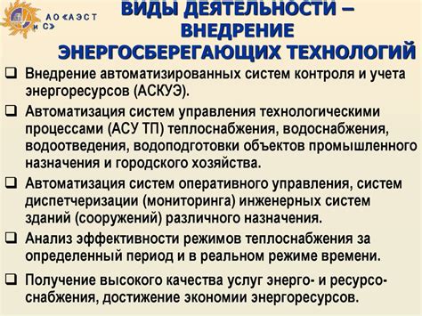 Виды энергосберегающих технологий