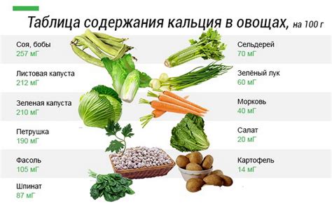 Овощи, содержащие значительное количество кальция: